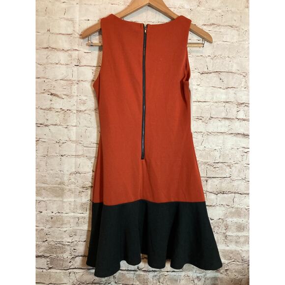 Wish Colorblock Dress Womens Medium Rust Orange A Line Retro Stretch Zip Up - Picture 12 of 14